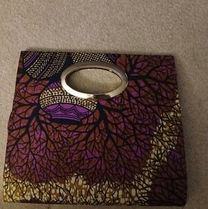 PK Garments Purse Pocketbook Women's  Clutch . Gold handle, Purple black.   FL